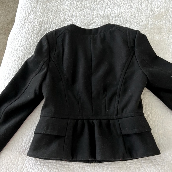 Black, wool like blazer/pea coat with patterned lining. - Picture 3 of 5